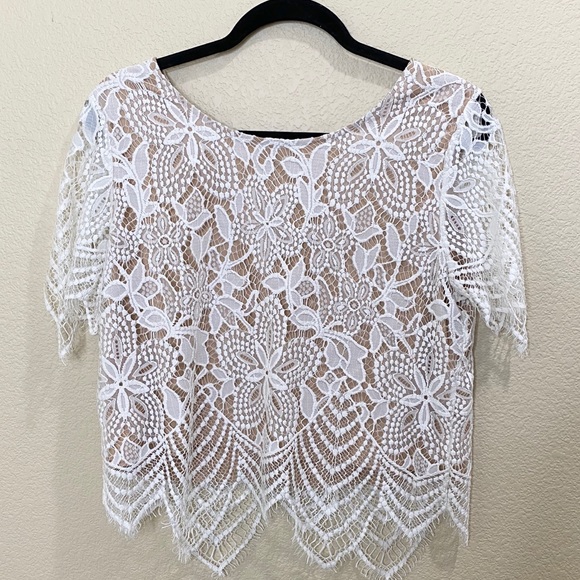 Express Laced Blouse White and Beige - Picture 2 of 6